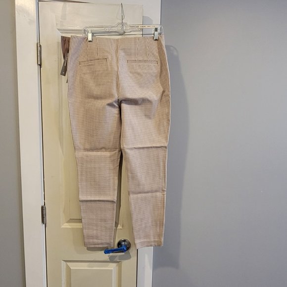 NWT LOFT Size 12 Khaki Gingham High Waist Skinny Pants - Picture 2 of 2